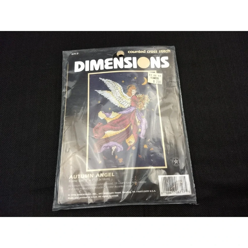 Dimensions Autumn Angel Counted Cross Stitch Kit 6717 Vtg 1996 5x7 SEALED NEW